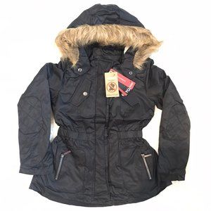 Girl Hooded black Jacket Sherpa Lining S (4)